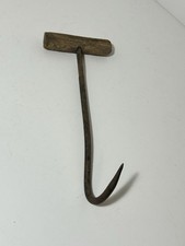 Antique Vintage HAY BALE HOOK w/ Wood Handle Ice Meat Tool Farm picture