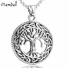 MENDEL Stainless Steel Celtic Tree of Life Pendant Necklace Irish Knot Silver picture