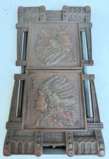 Antique Judd Native American Indian Chief Cast Iron Telescoping Bookends picture