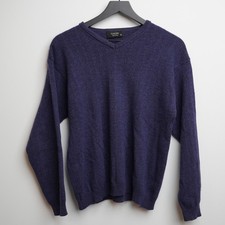 VTG Toscano Wool Sweater Men's M Navy V Neck Made in Italy Knit Pullover picture