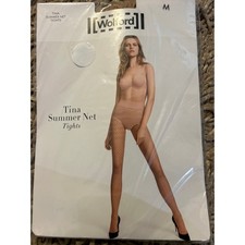 WOLFORD Tina Summer Net Tights Fishnet Nude Size Medium M Gobi New w Package NWT picture