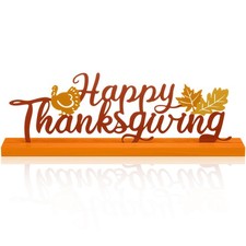Realspring Happy Thanksgiving Decorations for Home, Fall Metal Table Sign picture