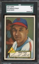 1952 Topps #79 GERALD STALEY Black Back SGC 3 picture