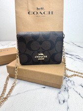 NWT Coach Mini Wallet On A Chain Signature Canvas With Charms CZ278 NEW picture