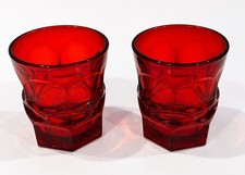 LOT OF 2 VTG FOSTORIA ARGUS RUBY RED GLASSWARE. 3.75”.  WATER/JUICE.  PERFECT picture
