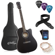 Ashthorpe 41-inch Beginner Cutaway Acoustic Guitar Package - Black Full Size picture