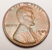 1949 D Lincoln Wheat Cent / Penny  AVE CIRCULATED  **FREE SHIPPING** picture