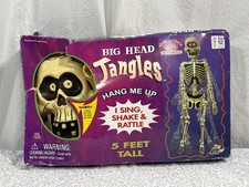 Vintage 2003 Big Head Jangles 5' Singing Shaking Skeleton Halloween Prop WORKS picture