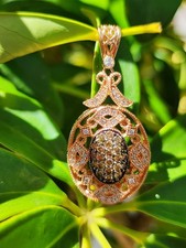 $3,100- EFFY 14Kt BH Effy Cognac & White Diamond Filigree Pendant In Rose Gold picture