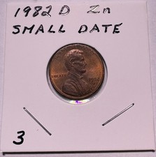 1982 D Small Date Lincoln Memorial Zinc Penny 2.5g picture