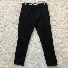 Scott James Pants 34x30 (Fits 32x30) Mens Black Slim Fit Chino Stretch Trousers picture