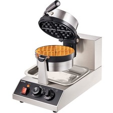 VEVOR Commerical Round Waffle Maker 1300W Rotatable Non-Stick Waffle Iron 120V picture