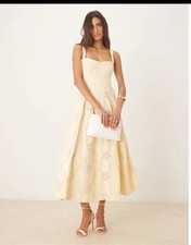 Bardot Midi Sundress Lilah Floral Daisy Eyelet Lace Corset yellow Size 10 picture