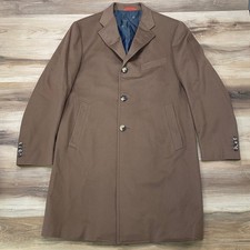 Isaia Ross Overcoat US 42 / IT 52 Mens Wool  Single Breasted Brown Made Italy picture