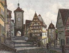 Big Vintage Custom Framed Historic German Print, Europe Cultural Art Decor Gifts picture