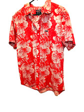 Brixton Aloha Shirt Mens XL Soft Orange  Hibiscus Short Sleeve  Standard Fit picture