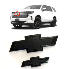 New 2021-2025 Suburban Tahoe Front & Rear  Gloss Black Bowtie Emblems Kit OEM picture