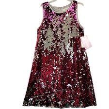 Lavender Girls Flippable Sequins A Line Dress 14/16 Pink Silver Glam Festival picture