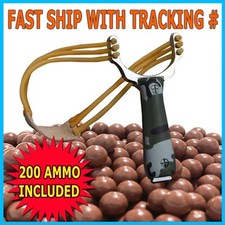 Slingshot CAMOUFLAGE + 200 BIODEGRADABLE CLAY AMMO Balls 3/8