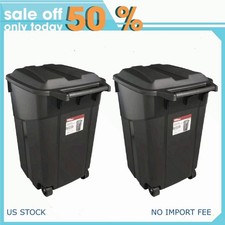 (2 pack) Hyper Tough 45 Gallon Wheeled Heavy Duty Plastic Garbage Can, Black picture