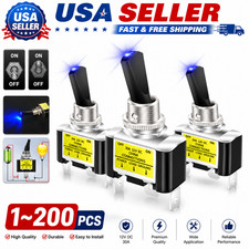 Blue LED Light 3Pin Rocker Toggle ON/Off Switch 30A 12V for Car Boat Marine Lot picture