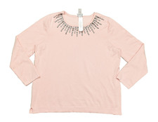 Chico's Victorian Blush Embellished Jewel Neck Pullover Sweater Size 3 XL NWT picture