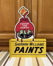 Sherwin-Williams Paint Flange Sign Double Sided Vintage Style Wall Decor picture
