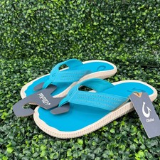 OluKai Ulele Sandals Tropic Blue Bone Mens 13 Flip Flop Shoes 10435-3X3X picture