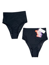 Yitty Women's Black Mesh Me Smoothing High Waist Brief Underwear 2 Pack - S picture