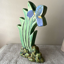 Vintage Weller 1920’s art deco Pottery Green/Blue Ardlsey Vase 10 1/2” picture