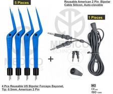 5 Pcs Reusable US Bipolar Forceps Bayonet, straight Tip: 0.5mm, 1 American Cable picture