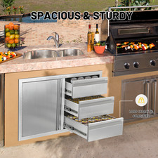 Outdoor Kitchen Door Drawer Combo Cabinet Built-in Triple Drawers&Door Storage picture