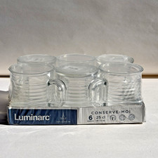 Luminarc L6943 Glass Mugs 8 oz Clear Transparent Set of 6 France New Sealed Box picture