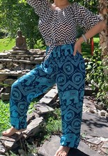 Handmade Thai Elephants Smock Pants - Harem Pants - Comfy Pants - Yoga Harem picture