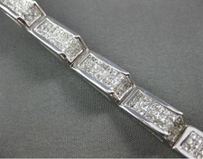 ESTATE WIDE .85CT PRINCESS DIAMOND 14K WHITE GOLD 3D PYRAMID TENNIS BRACELET picture
