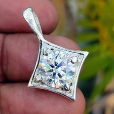 925 Silver 4.00Ct. Round Shape Certified White Diamond Pendant  - Tariffs Free picture
