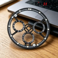 28.5mm Skeleton Chronograph Dial Blue Luminous Fit SL4802 For 38mm Carbon Case picture
