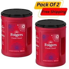 2 PACK Folgers Classic Roast Medium Roast Ground Coffee, 40.3 oz Canister  picture