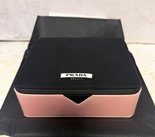 PRADA Beauty Zipper Makeup Case Bag Black/Pink Paradoxe Pouch 7.2” X 6” X 2.4” picture