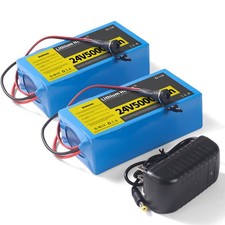 2PCS 24V 5Ah Lithium Battery with Charger, 24V Rechargeable Battery for DIY picture
