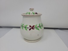 Antique Staffordshire Pearlware Ceramic Sugar Bowl  Sprig Decorated 5 1/2 Inch picture