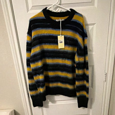 mnml Men's L Mohair Knit Crewneck Striped Long Sleeve Pullover Sweater picture
