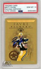 Brett Favre 1996 Leaf 22 Karat Gold Leaf Stars Auto Card /2500 #11 PSA/DNA 10 picture