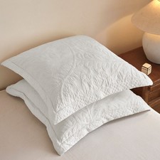 100% Cotton Embroidered Quilted Pillow Shams Set of 2, 26