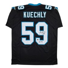Autographed/Signed Luke Kuechly HOF Carolina Black Jersey Beckett BAS COA picture