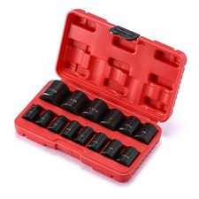 14 Pieces 1/2-Inch Drive Shallow Impact Socket Set, SAE, 6-Point, 3/8