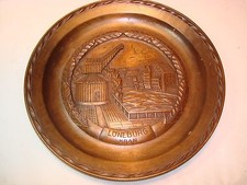 Vintage Carved Luneburg Kran Wood Wall Plaque Plate 9 1/2