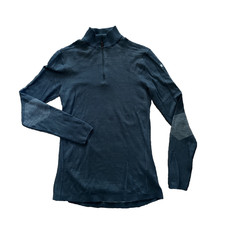 Smartwool Intraknit Thermal Base Layer Men Medium Merino Wool 1/4 Zip Blue picture