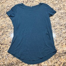 Lululemon Love Tee Short Sleeve Crew Neck S Curved Hem Teal Green Splatter ws picture