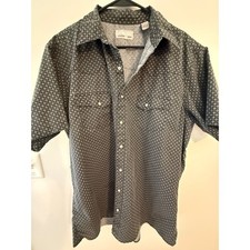 Wrangler Men’s XLT Tall Western Snap Shirt Black Gray Geometric Pearl Snap picture